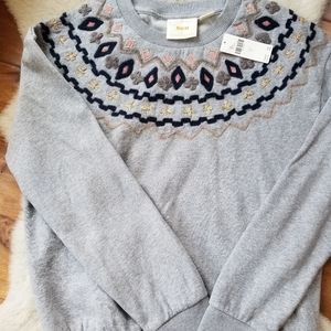 Anthropologie Maeve Embroidered Sweatshirt